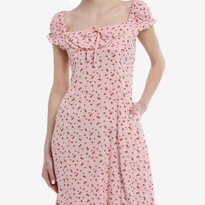 Sweet Society Milkmaid Puff Sleeve Midi Dress Sz S/M Cottagecore Y2K Babydoll